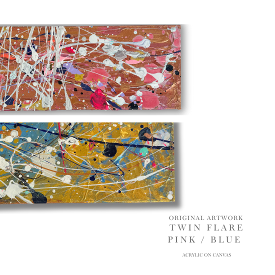 Original Art: TWIN FLARE PINK ~ BLUE (SOLD AS PAIR)