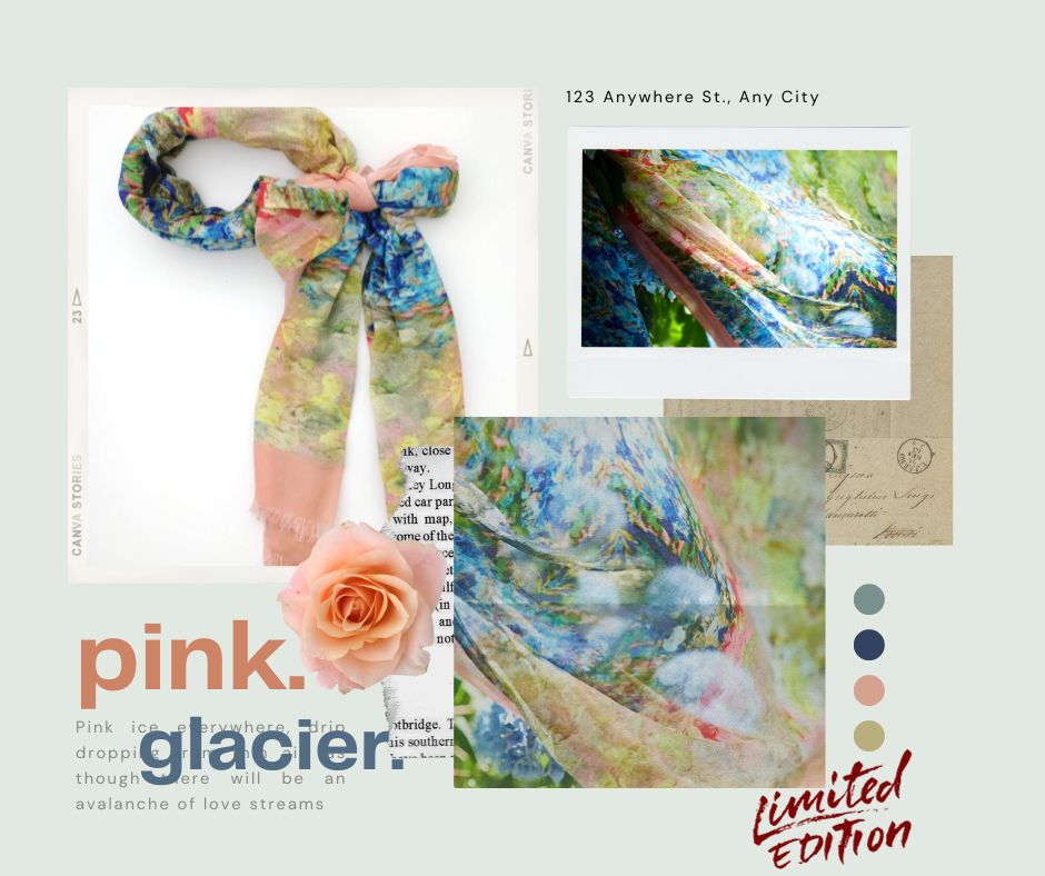 PINK GLACIER Hand finished Cotton Silk Scarf